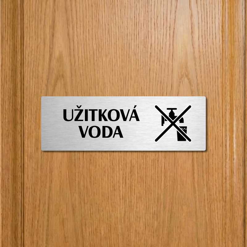 Užitková voda, 240x79mm, stříbrná popiska s okrasným rámečkem  